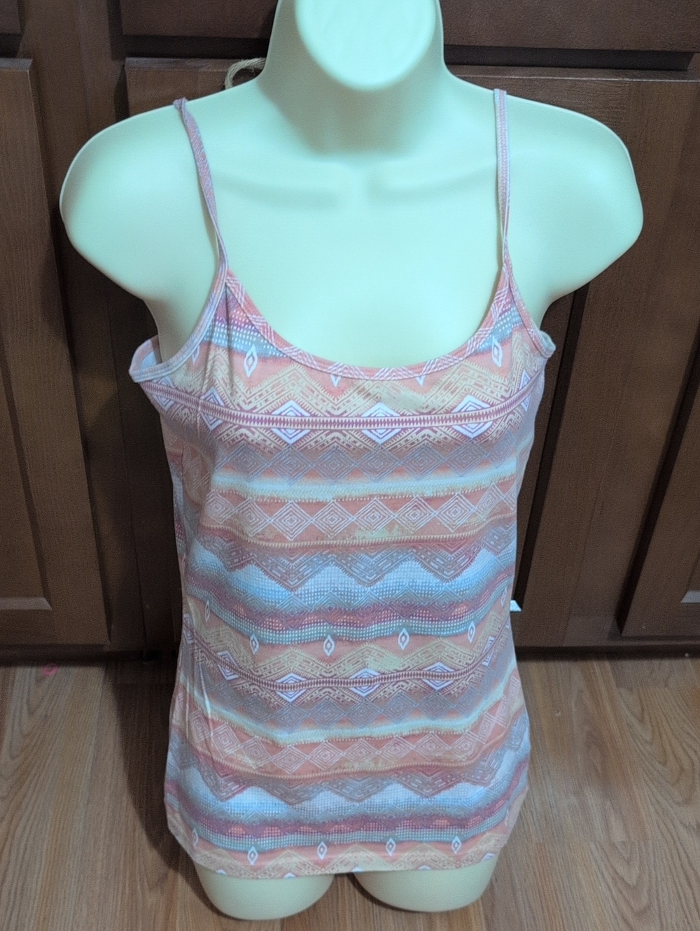 Nollie Pink Coral Aztec Print Spaghetti Strap Cami